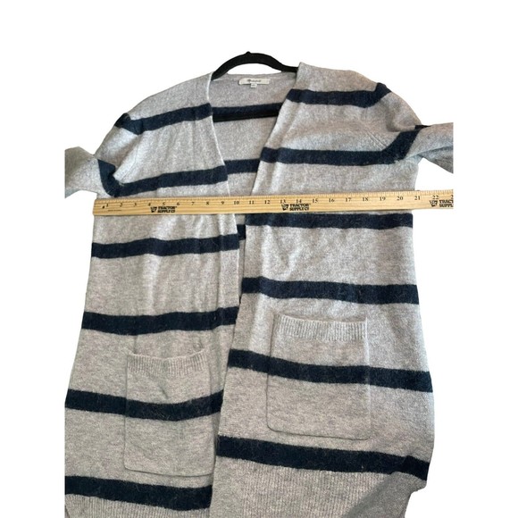 Madewell SMALL S Striped Kent Cardigan Merino Wool Stripe Sweater Gray Blue - Picture 10 of 11